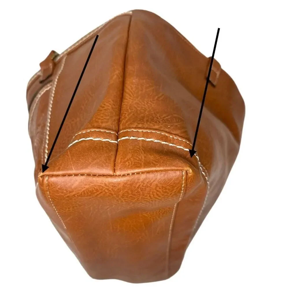 B.O.C (Born Concept) Brown Faux Leather Tote With Embossed Floral Pattern Purse